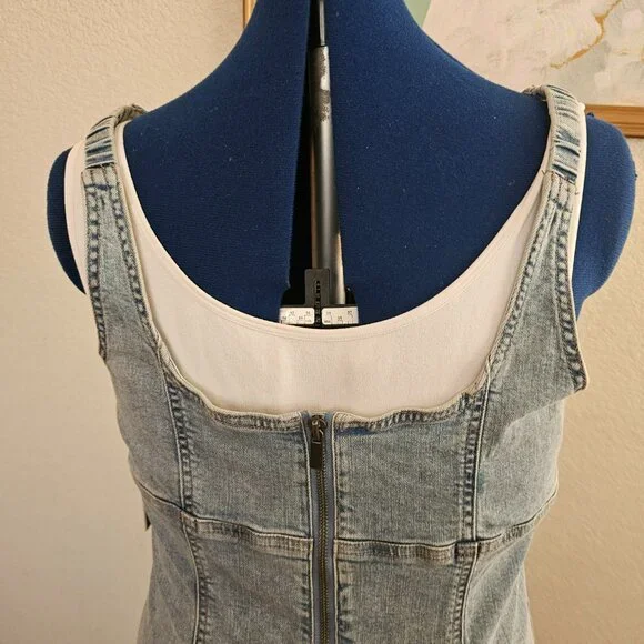 NWT long Denim dress with slit - Picture 7 of 11